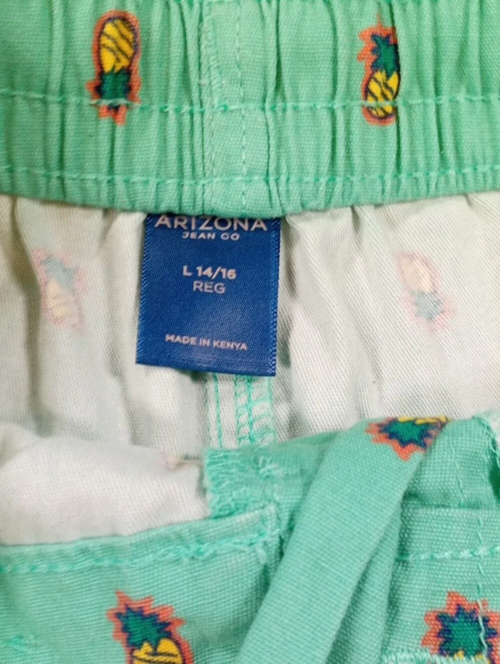 Arizona Jean Company Mint Green Pineapple Print Kids Shorts
